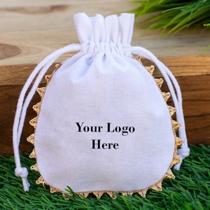100 pochettes d'emballage de bijoux personnalisées blanches avec cordon de serrage petit sac - livraison gratuite