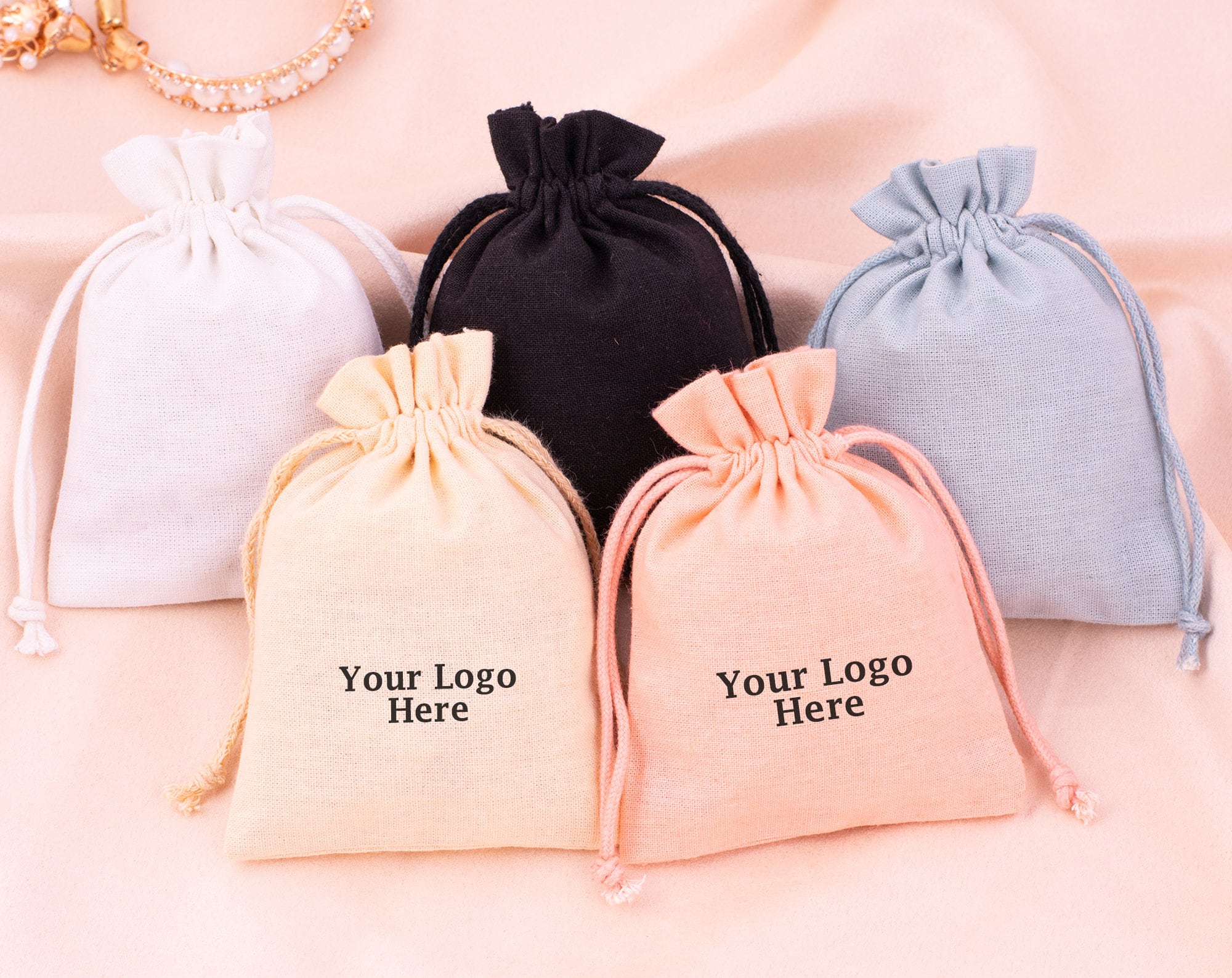 100 Custom Jewelry Package Pouch Personalize Drawstring Bag Etsy