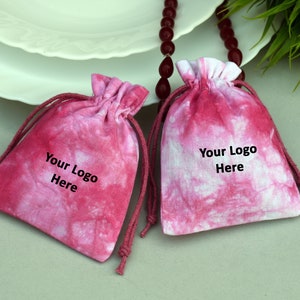 100 Pink Tye Dye Drawstring Pouch, Wedding Favor Bags, Jewelry Packaging Pouches