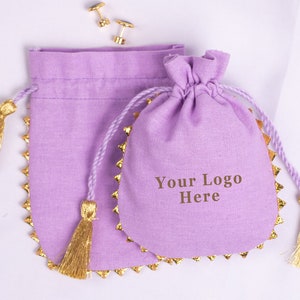 100 Bolsa de embalagem de joias personalizada com logotipo personalizado Sacola de algodão com cordão - Frete grátis
