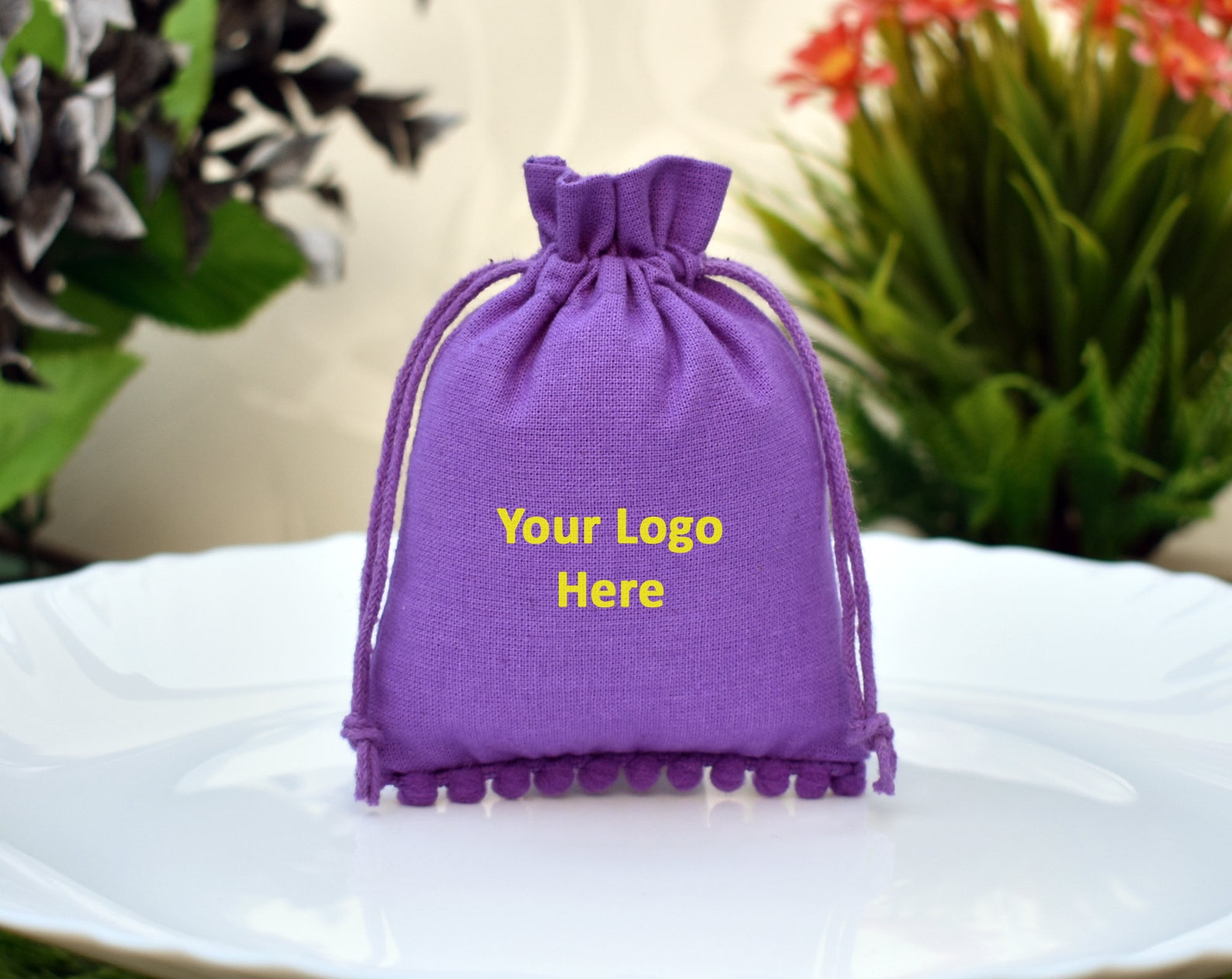 100 Purple Drawstring Bag Pouch Personalized Party Favor Etsy