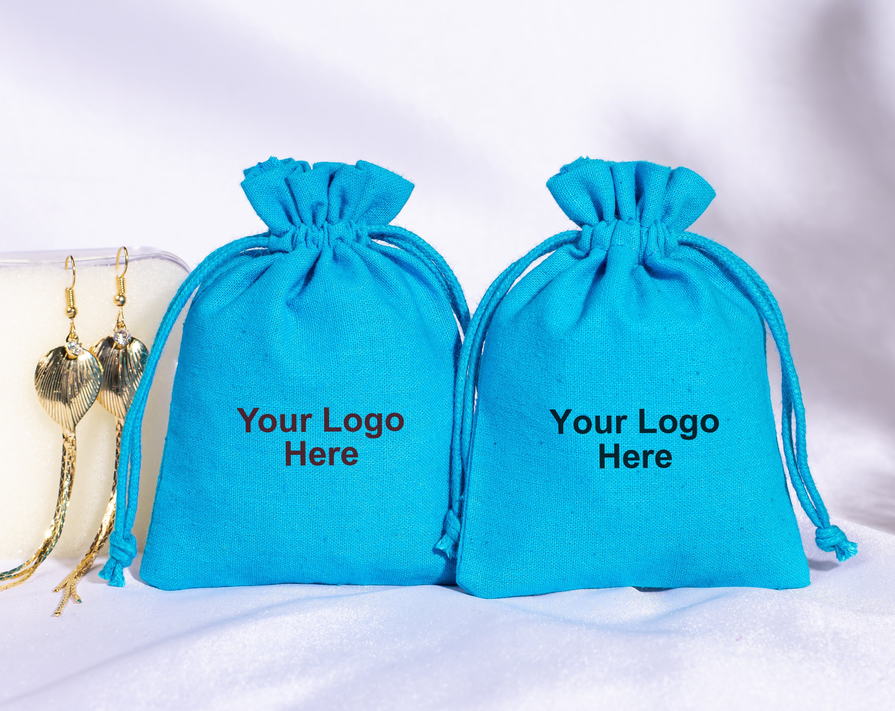 100 Custom Drawstring Logo Pouch, Personalized Wedding Favor, Jewelry ...
