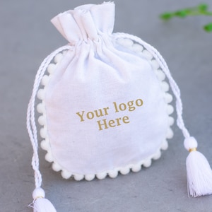 100 White Jewelry Packaging Bag Custom Drawstring Pouches With Brand Logo Eco Friendly Personalized Wedding Favor Bag - Free Shipping