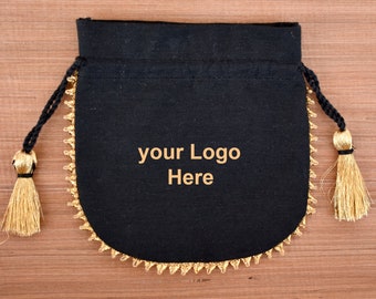 100 Designer Jewelry Package With Logo, Black Eco Friendly Jewelry Packaging Pouch, Custom Jewelry Bag, Wedding Favor Bag - Free Shipping