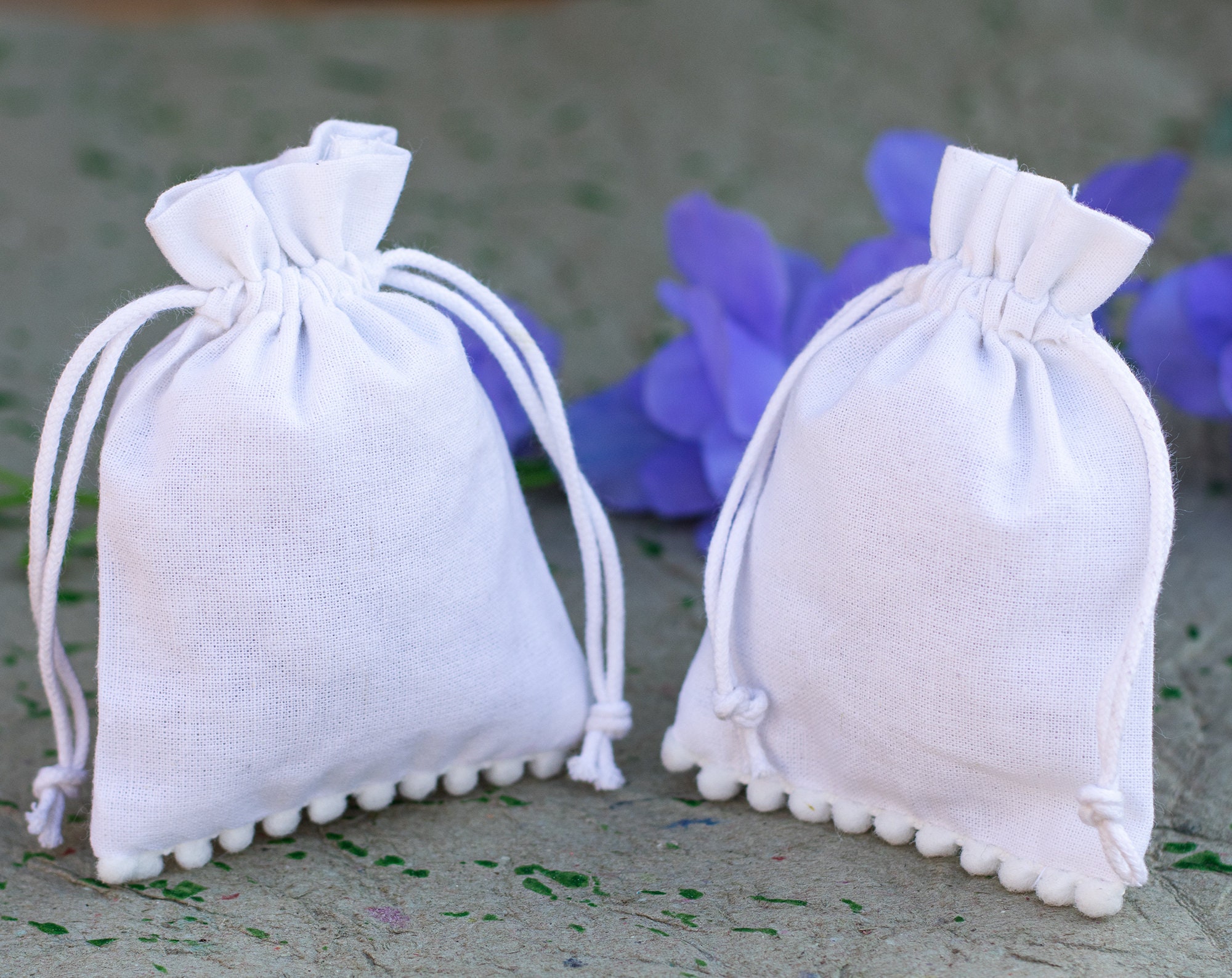 100 White Custom Drawstring Jewelry Pouch Eco Friendly Cotton Etsy