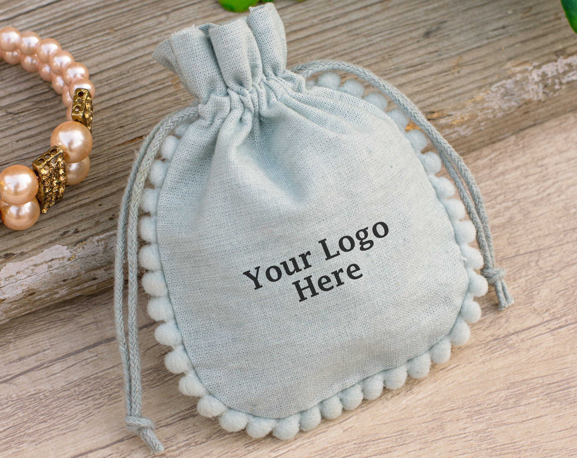 100 Gray Personalized Drawstring Pouch Custom Jewelry Etsy