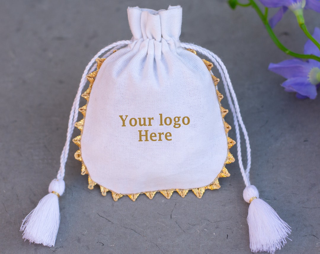 100 White Drawstring Jewelry Packaging Pouch Wedding Favor Bags Eco ...
