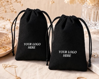 50 Black Suede Drawstring Pouches, Jewelry Packaging, Wedding Favors, Gift Bags