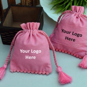 100 pochettes roses personnalisées avec cordon de serrage, sacs pour cadeaux de mariage avec logo personnalisé, sacs d'emballage de bijoux, sacs à réutiliser