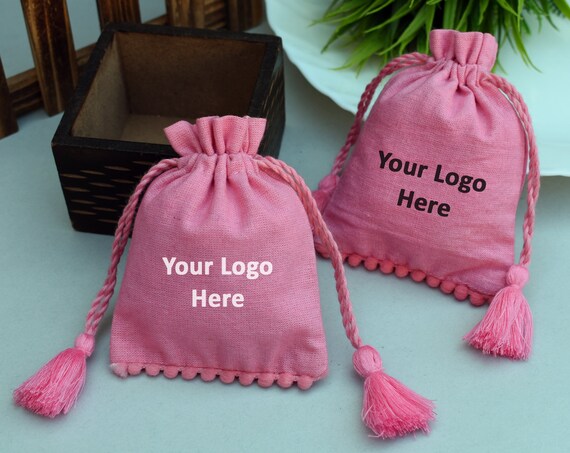 100 sacchetti rosa con coulisse personalizzati, sacchetti per