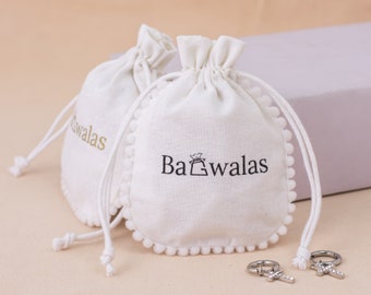 100 White Custom Jewelry Packaging Bag, Eco Friendly Drawstring Pouch, Gift Favor Bags - Free Shipping