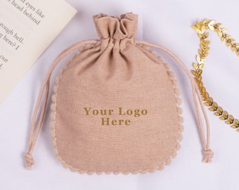 100 Designer Wedding Favor Bags, Drawstring Cotton Pouches, Personalized Bulk Jewelry Cotton Bag