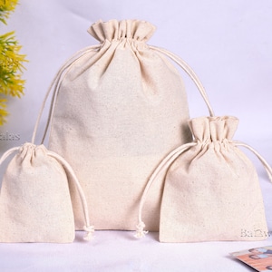 Sac à cordon en coton biologique 100, pochette d'emballage de bijoux personnalisée, sac cadeau et faveur écologique, sacs en tissu de coton naturel en vrac image 6