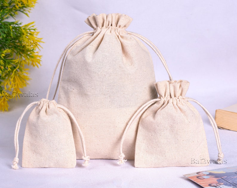 Sac à cordon en coton biologique 100, pochette d'emballage de bijoux personnalisée, sac cadeau et faveur écologique, sacs en tissu de coton naturel en vrac image 6