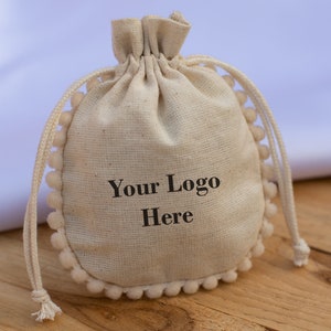 100 sacs pochette d'emballage de bijoux personnalisés en coton naturel, sacs cadeaux personnalisés avec logo - Livraison gratuite