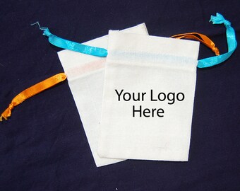 White Cotton bag,Personalised logo drawstring pouches 100 pcs