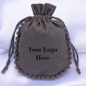 100 Gray Custom Jewelry Package Pouch Personalized Gift Drawstring Pouch With Logo - Free Shipping