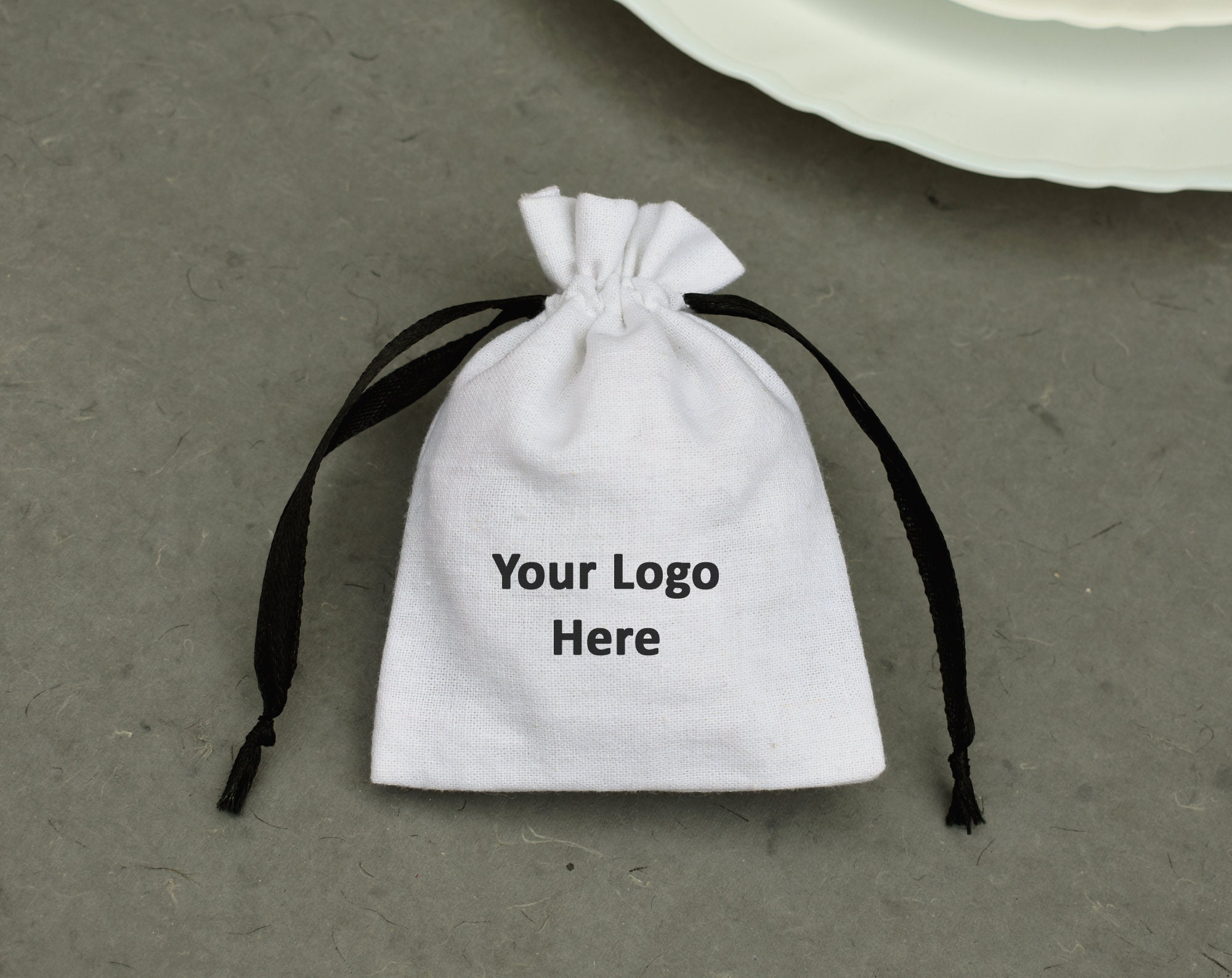 100 White Eco Friendly Custom Jewelry Packaging Bag Cotton Wedding Favor Bags