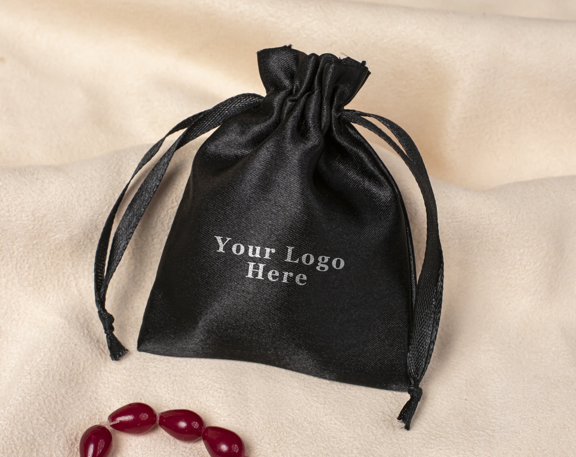 100 Satin Drawstring Bags Custom Jewelry Packaging Logo Bags Etsy