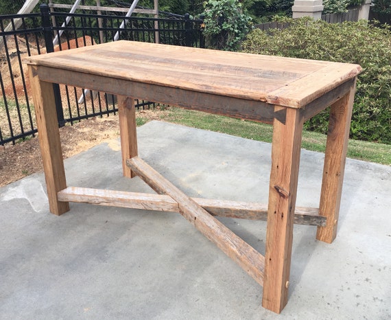 Rustic Reclaimed Wood Pub Bar Height Table Etsy