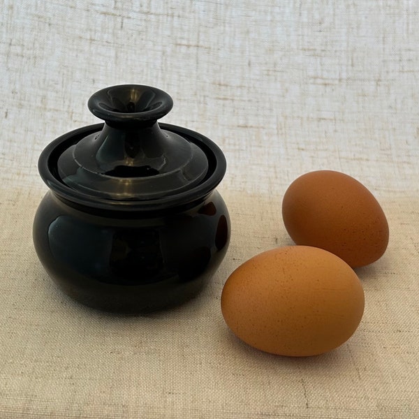 Egg Poacher,Microwave Egg Poacher,Egg Baker,Obsidian Black Glaze,Ceramic,Stoneware,Microwave Safe,Egg Maker,Hand Thrown,signed 2022,