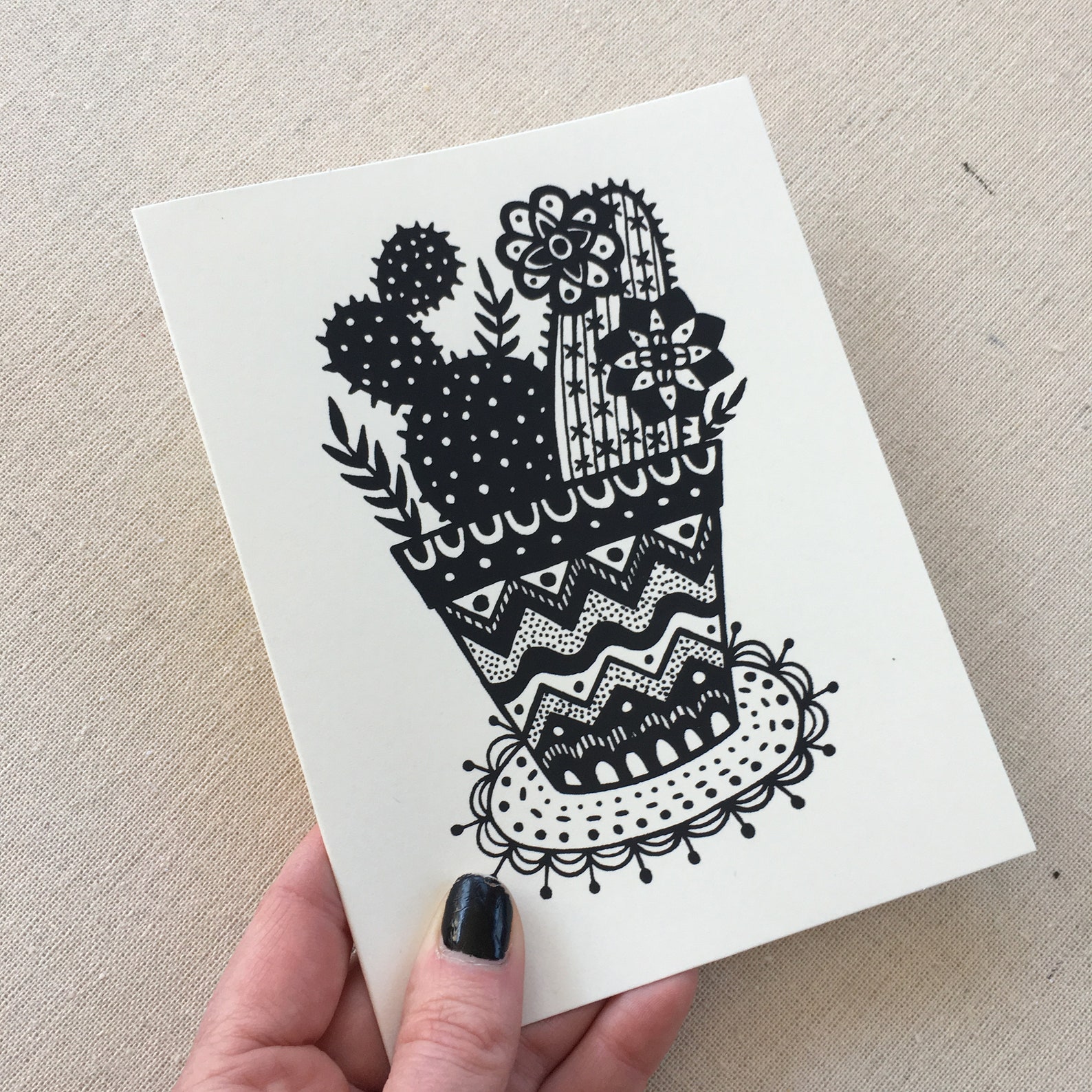 Topf Kaktus Karte jede Gelegenheit Siebdruck Grußkarte - Etsy.de