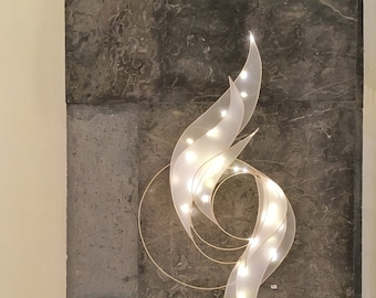 Lichtsculptuur wandlamp, uniek, sfeerlantaarn met kerstverlichting, elegant wanddecor, werkt op batterijen, romantische lamp