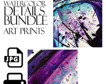 Bundel aquareldetails, 5 jpg-bestanden, afdrukbare, downloadbare kunstafdrukken, instant download, decoratieve aquarel, abstract, cirkels