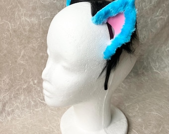 Derpy tijgeroren, blauwe tijgeroren, donkere kleuren, harige oren, oren van imitatiebont, K-pop demonenjagerskostuum