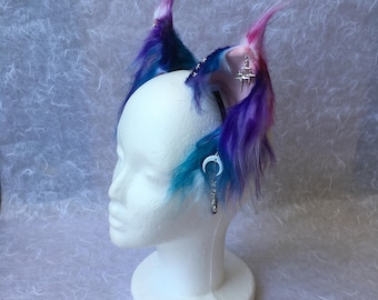 Galaxy Wolf-oren, lange vacht, steroorbellen, oren van imitatiebont, harige oren, hond, wolf, vos, kat, cosplay-oren, anime-oren