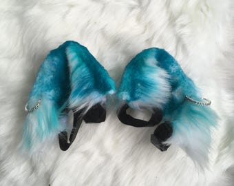 Oceaanoren met tentikeloorbellen, koptelefoonoren, klittenband bevestigbaar, oren van imitatiebont, harige oren, cosplay-oren, anime-oren