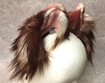 Natuurlijk esthetische oren, roodbruin, oren van imitatiebont, harige oren, cosplay-oren, anime-oren, kat, hond, wolf