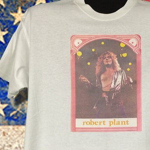Led Zeppelin Robert Plant 1976 NOS. Very Rare transfer printed on a white Tee  stored away over 40 years. All Sizes LAST FEW Led Zeppelin