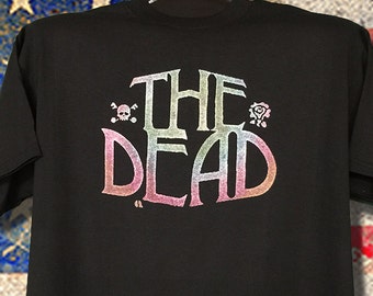 The Grateful Dead Band 1976 NOS. Very Rare transfer printed on a black Large 50/50 Tee. Stored away for almost 40 years. LAST FEW