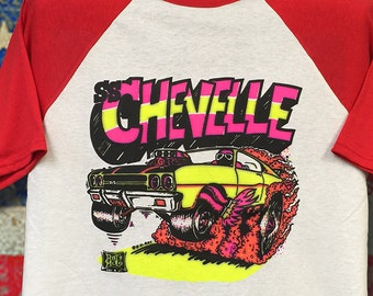 1969 SS Chevelle T-Shirt: Rats Hole Vintage Transfer, Baseball Red & White
