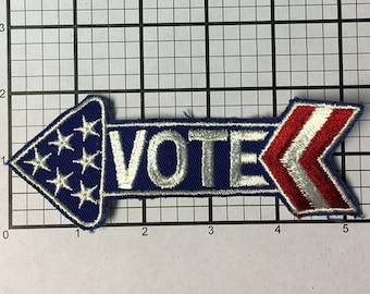 Vintage 1970s Vote Patch: Red White & Blue Arrow