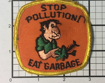Vintage 1970s 'Stop Pollution Eat Garbage' Patch