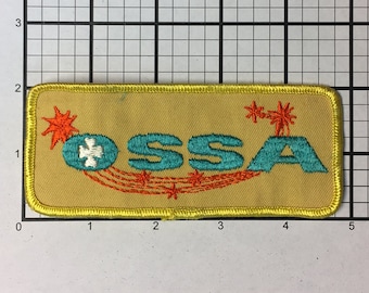 Vintage 1970s Ossa Yellow Embroidered Patch: Dirt Bike Racing