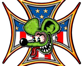 Rat's Hole Sticker: Big Daddy Rat Fink, UV Protective, Vintage Style