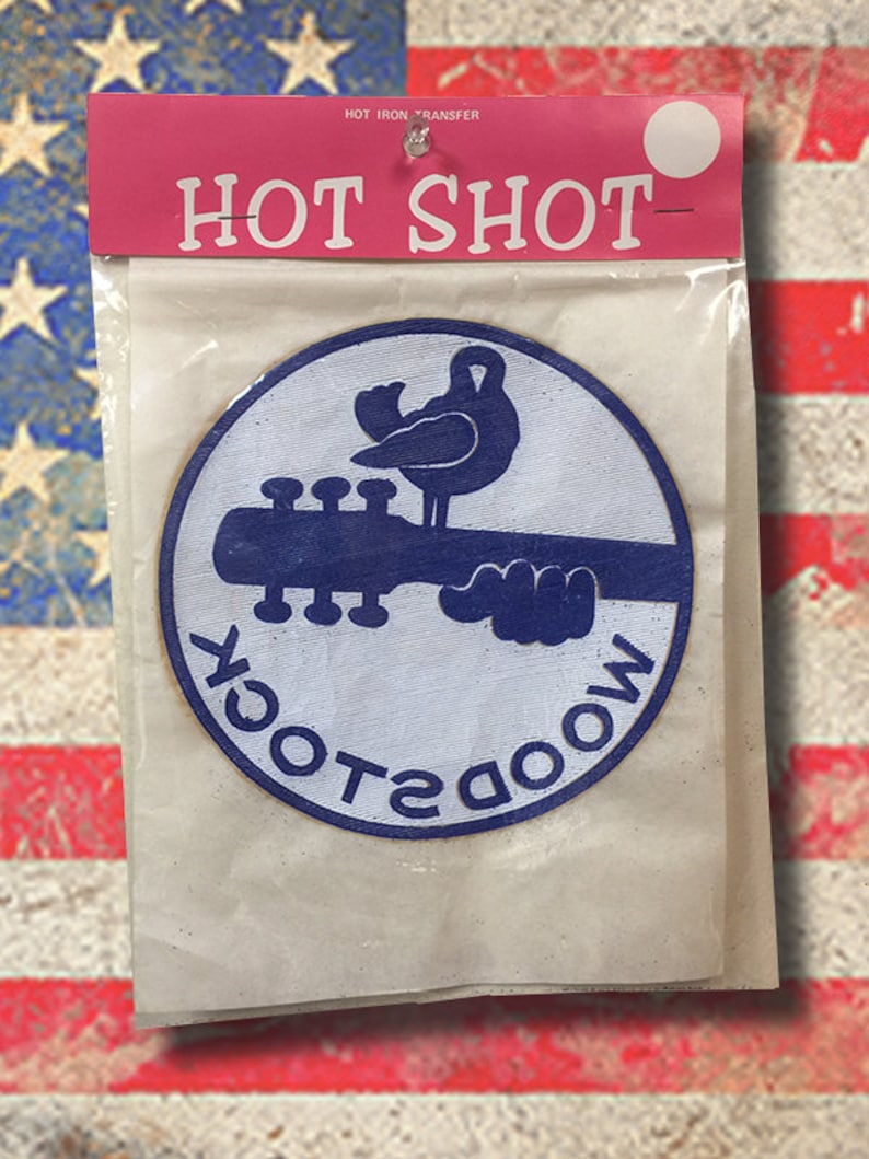 Woodstock 1969 NOS heat transfer never opened. The Rat's Hole sold these in 1969 found in the warehouse. You will never find these anywhere. image 1