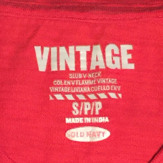Vintage Red Old Navy soft and worn Small V neck w… - image 3