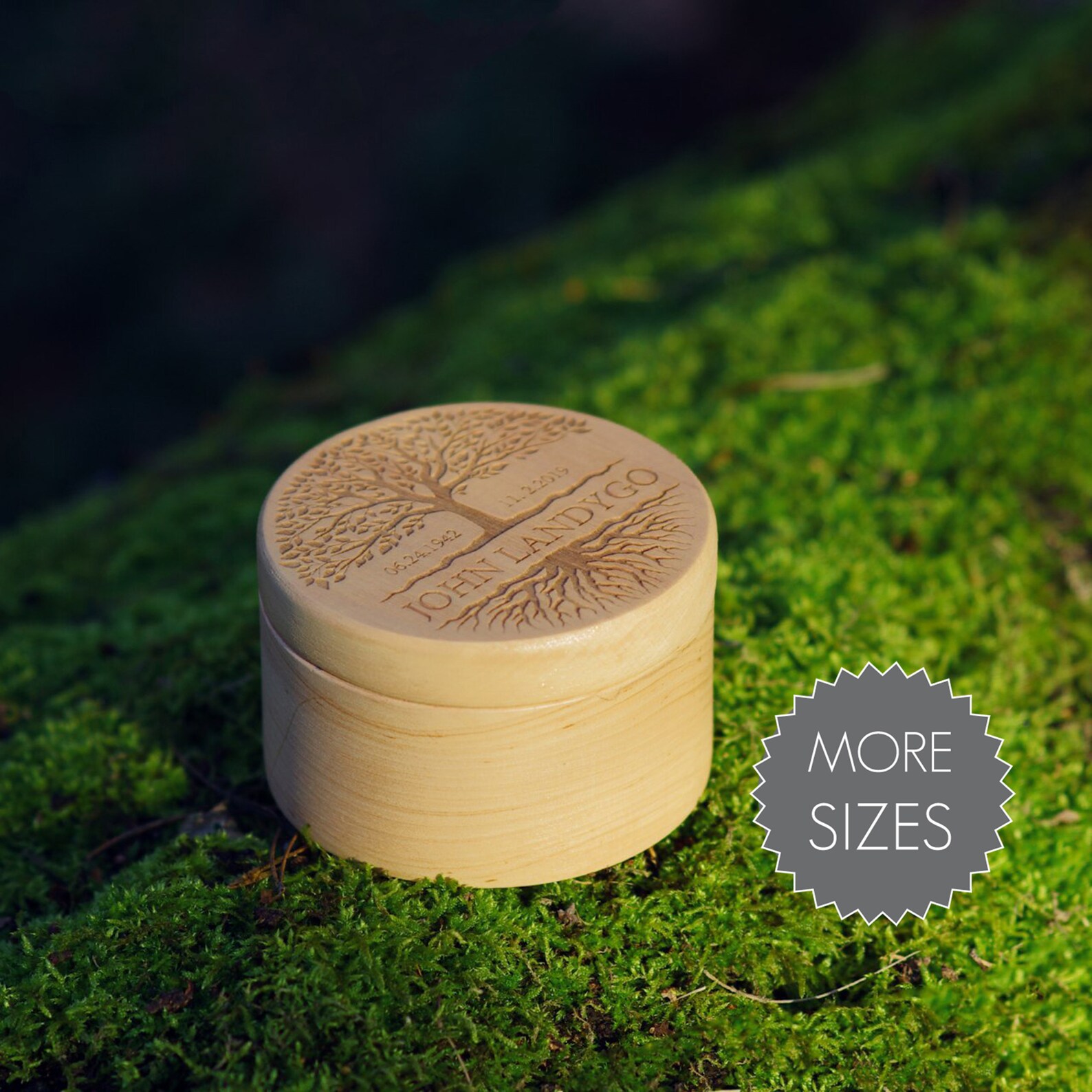 Small urn for human ashes Tree of life engrave Custom wooden Etsy