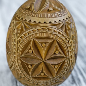 Wooden hand carved egg Anniversary wedding gift for parents Easter souvenir image 4