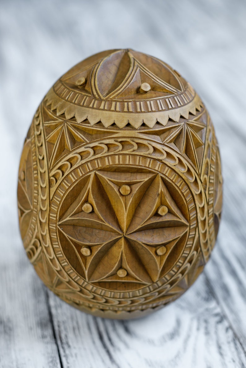 Wooden hand carved egg Anniversary wedding gift for parents Easter souvenir image 4