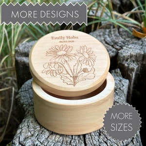 May include: A wooden box with a lid, engraved with a floral design and the text "Emily Hobbs 06/02/2020".