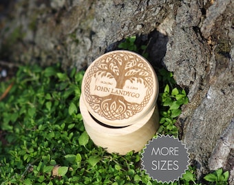 Customized Wooden Funeral Cremation Urn Ashes Box Human Ashes Lasered Celtic Tree of life Doodgeboren baby cadeau Erinnerungskiste baby loss