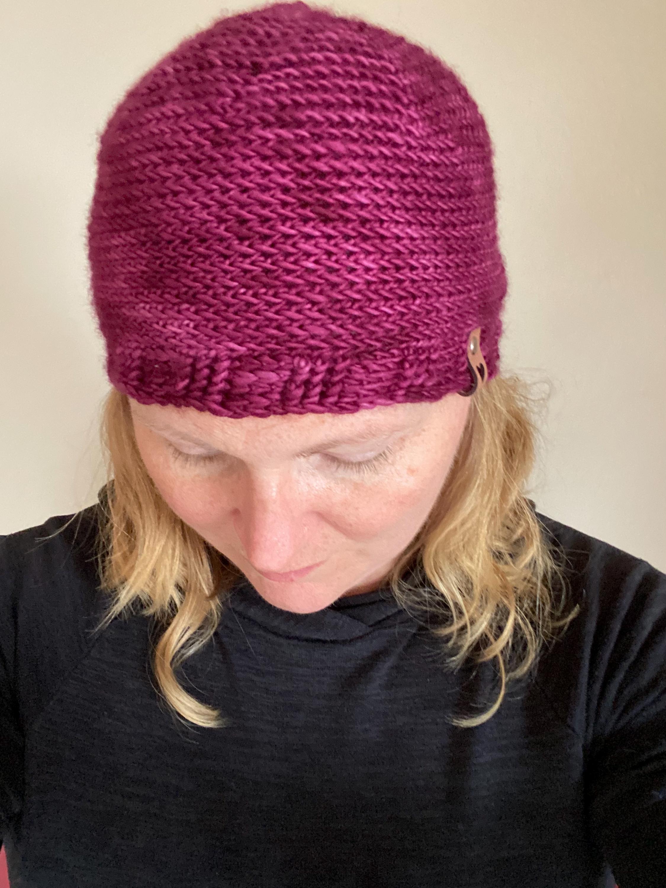 Handmade‎ Crochet Beanie Pink Grey Superwash Merino Wool Blend Textured Hat NEW Soft gray with speckles of purple color is the perfect mix  main image 3
