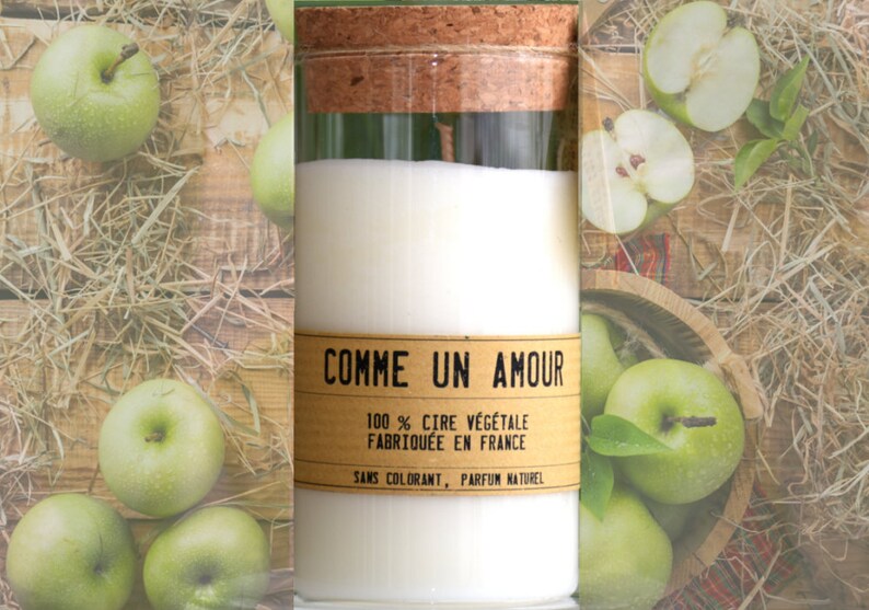 Scented candle Green apples Customizable label Handmade image 4