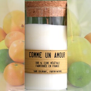Personalized Citrus scented candle Customizable label Comme un Amour, French artisanal candles with the right scent image 3
