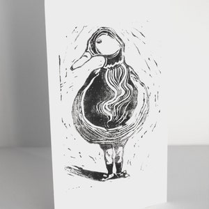 Original lino-cut printed card, Unusual birthday card, Limited-edition handmade print card